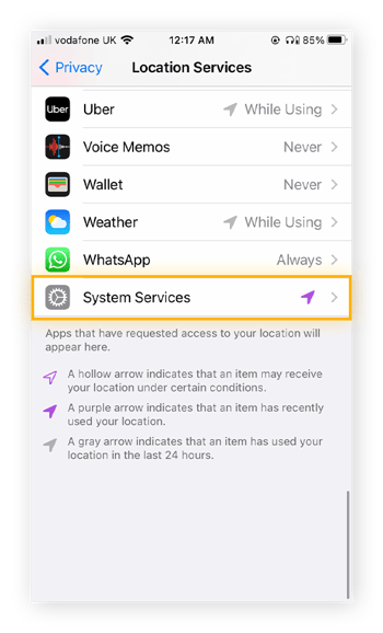 Location service in outlet iphone